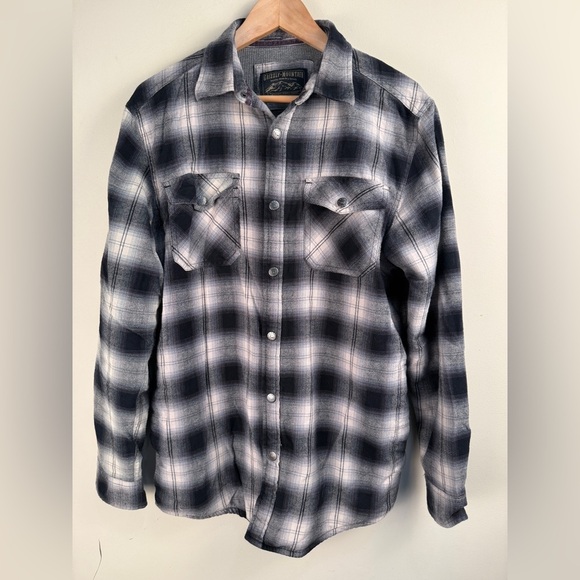 Grizzly Mountain Flannel Shirt Men's LRG Black Button Down Long Sleeve Outdoor - Picture 1 of 15